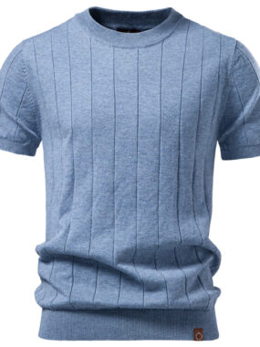 Knit Crew Neck Resort Self Striped Shirt