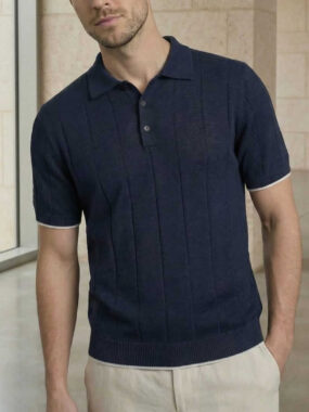 Linen Knit Short Sleeve Classic Resort Polo