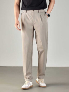 Pleated Straight Leg Trousers