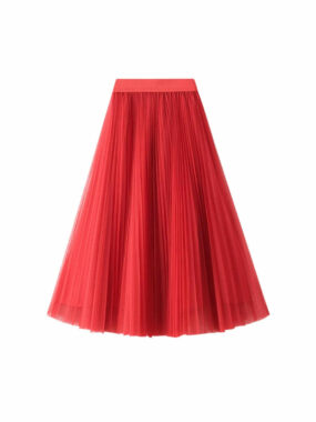 Minimalistic Pleated Midi Chiffon Skirt