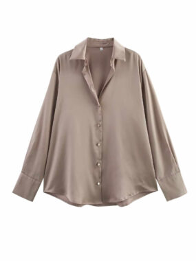Satin Classic Long Sleeve Buttons-up Blouse