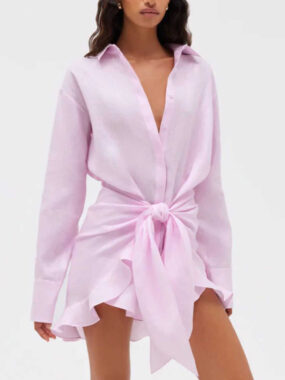 Classic Blouse with Tie Wrap Ruffled Skirt