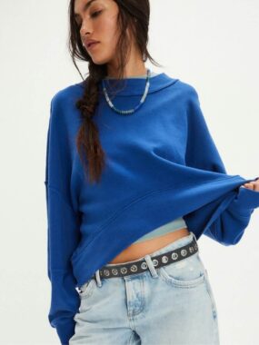 Slouchy Crew Neck Crop Sweatshirt