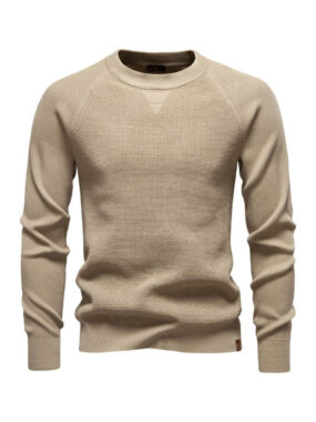 Raglan Waffled Pattern Shirt with Ribbed Sleeves