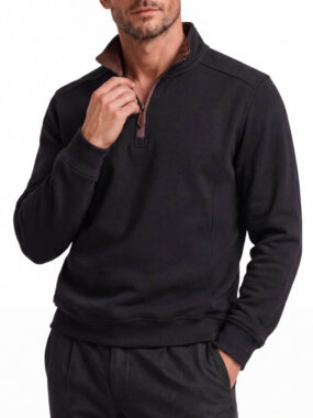 Slate Mock Neck Quarter-Zip Pullover