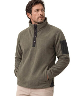 Cable Knit Polo Sweater with Button Placket