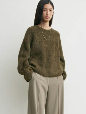 Brushed Bouclé Crewneck Sweater