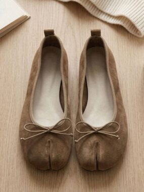 Real Suede Classic Tabi Bow Ballet Flats